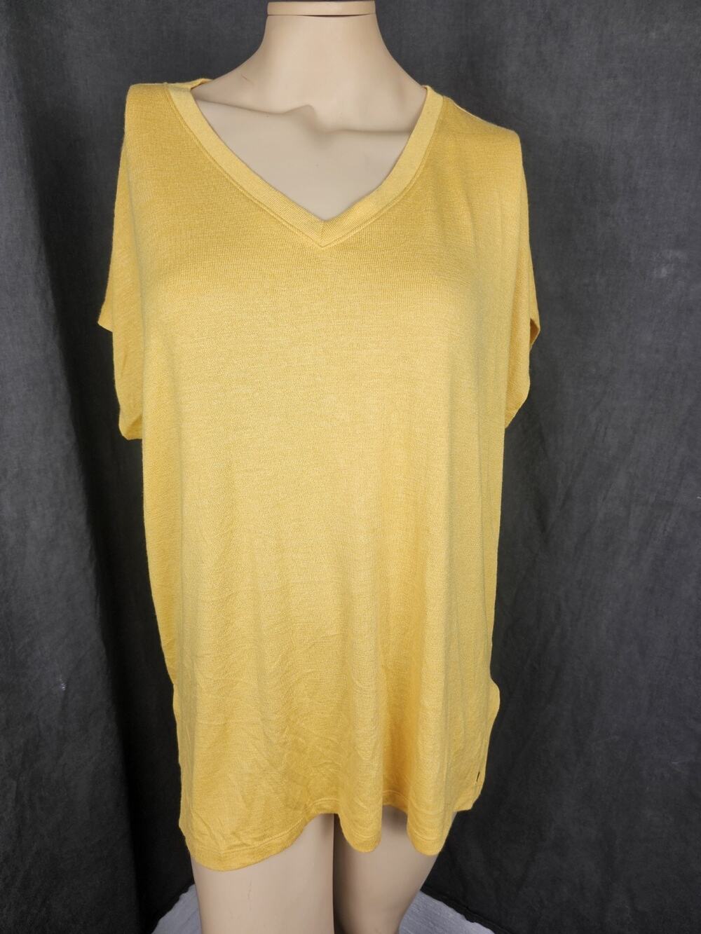 ORVIS Classic Collection Tunic Knit Top Blouse V Neck Cap Sleeve NWT L Beach